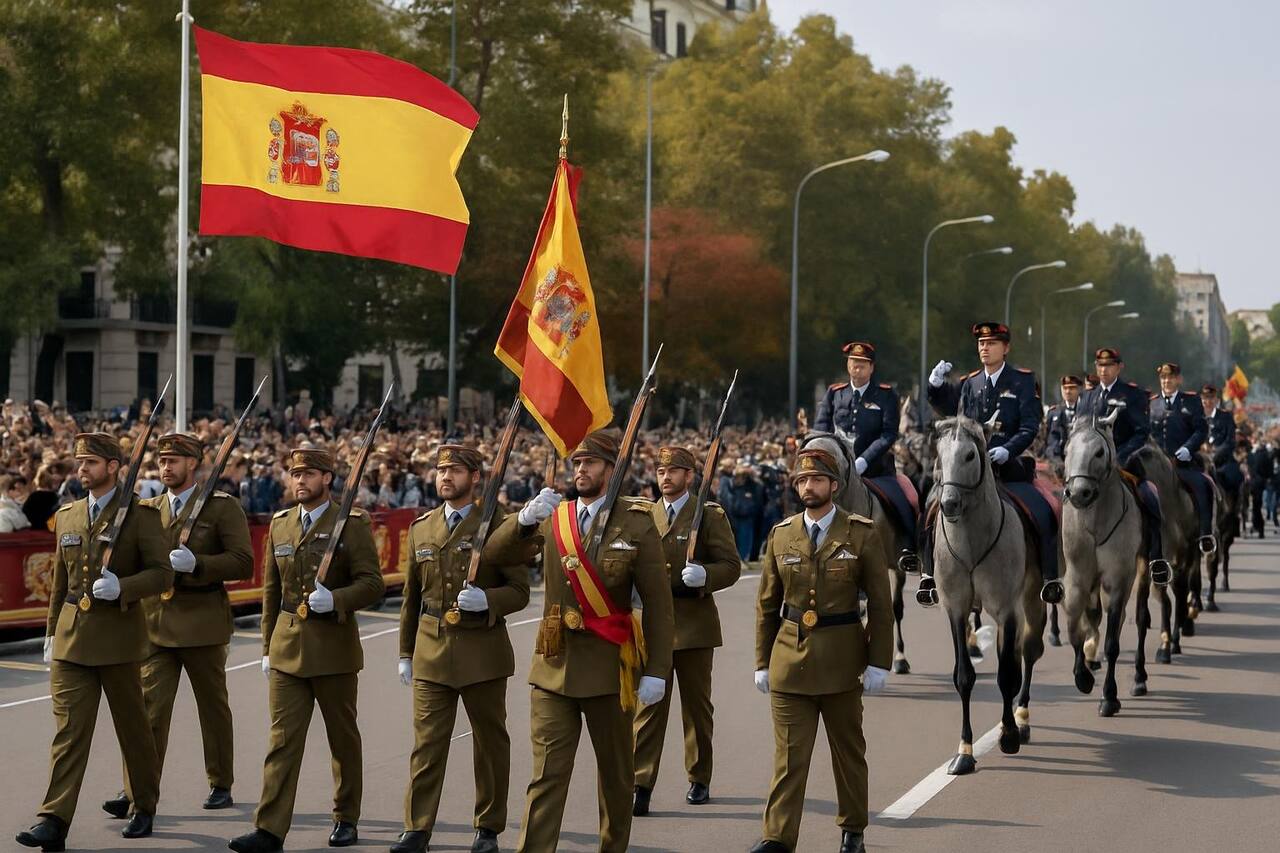 Vigo feiert den Tag der Streitkräfte mit königlichem Empfang – Behörden (Militaerparade)