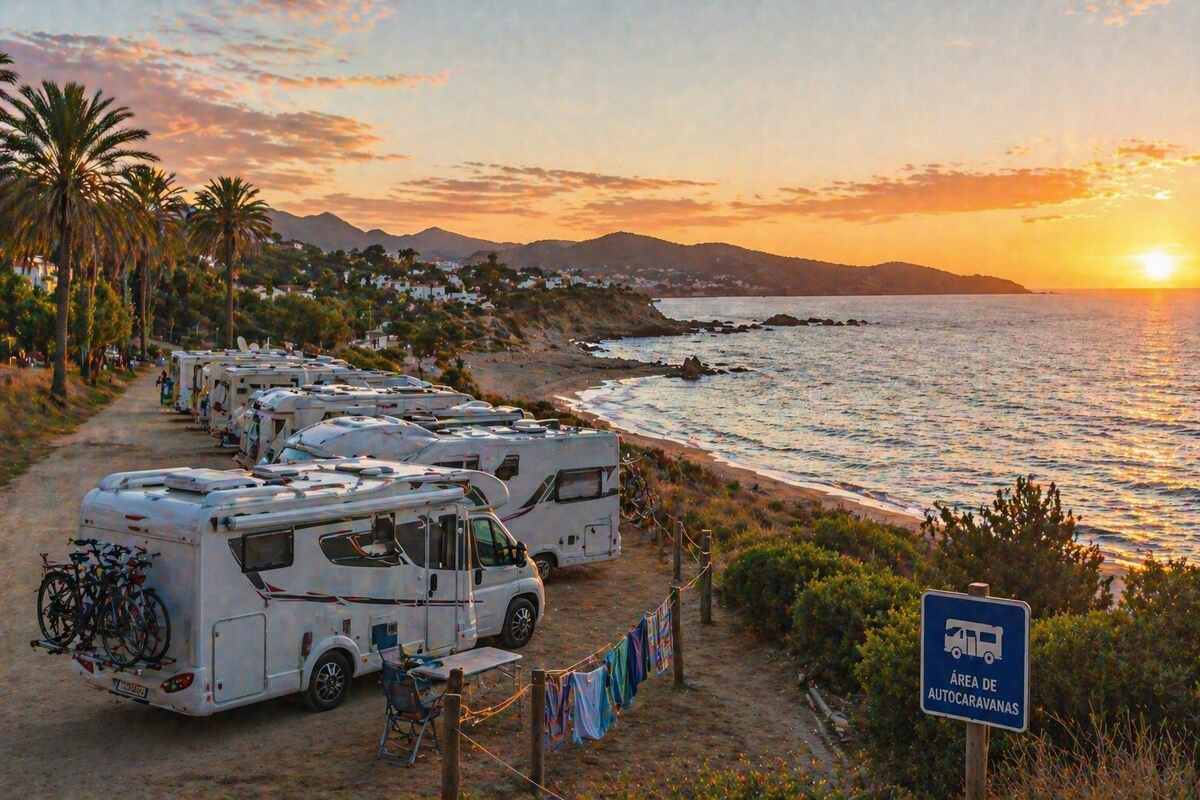 Zunehmende Wohnmobile am Krankenhaus Costa del Sol in Marbella in Spanien (Wohnmobile Spanien)